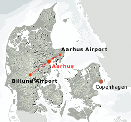 Location of the airports in Denmark